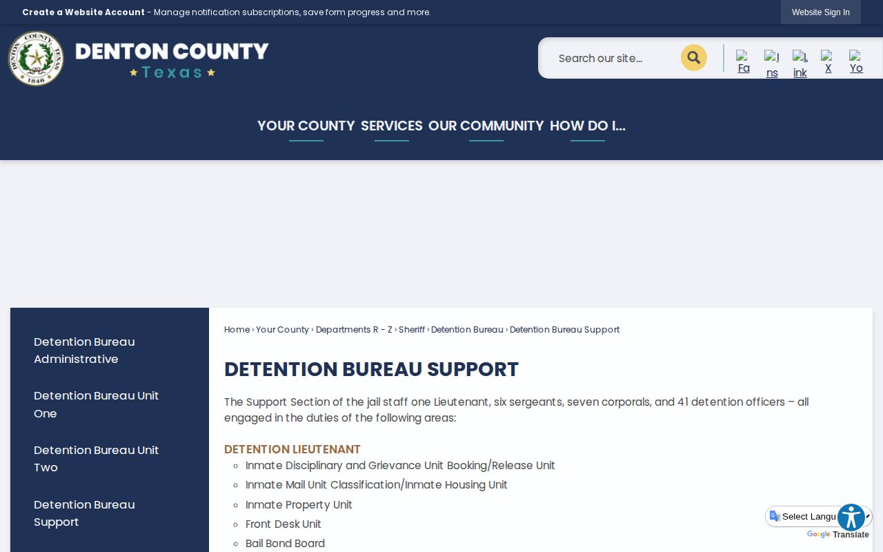 Denton County Booking Release and Inmate Property Units