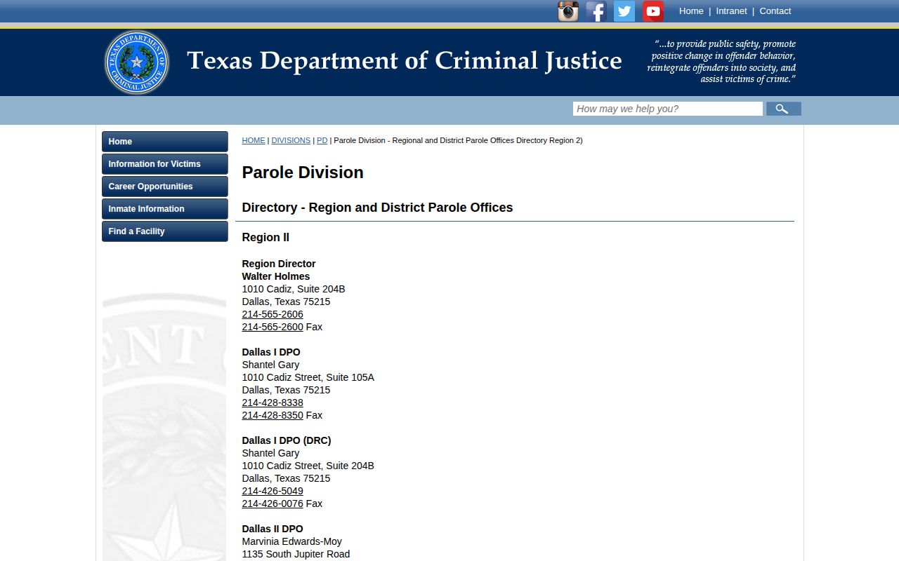 Denton County post-release supervision office directory