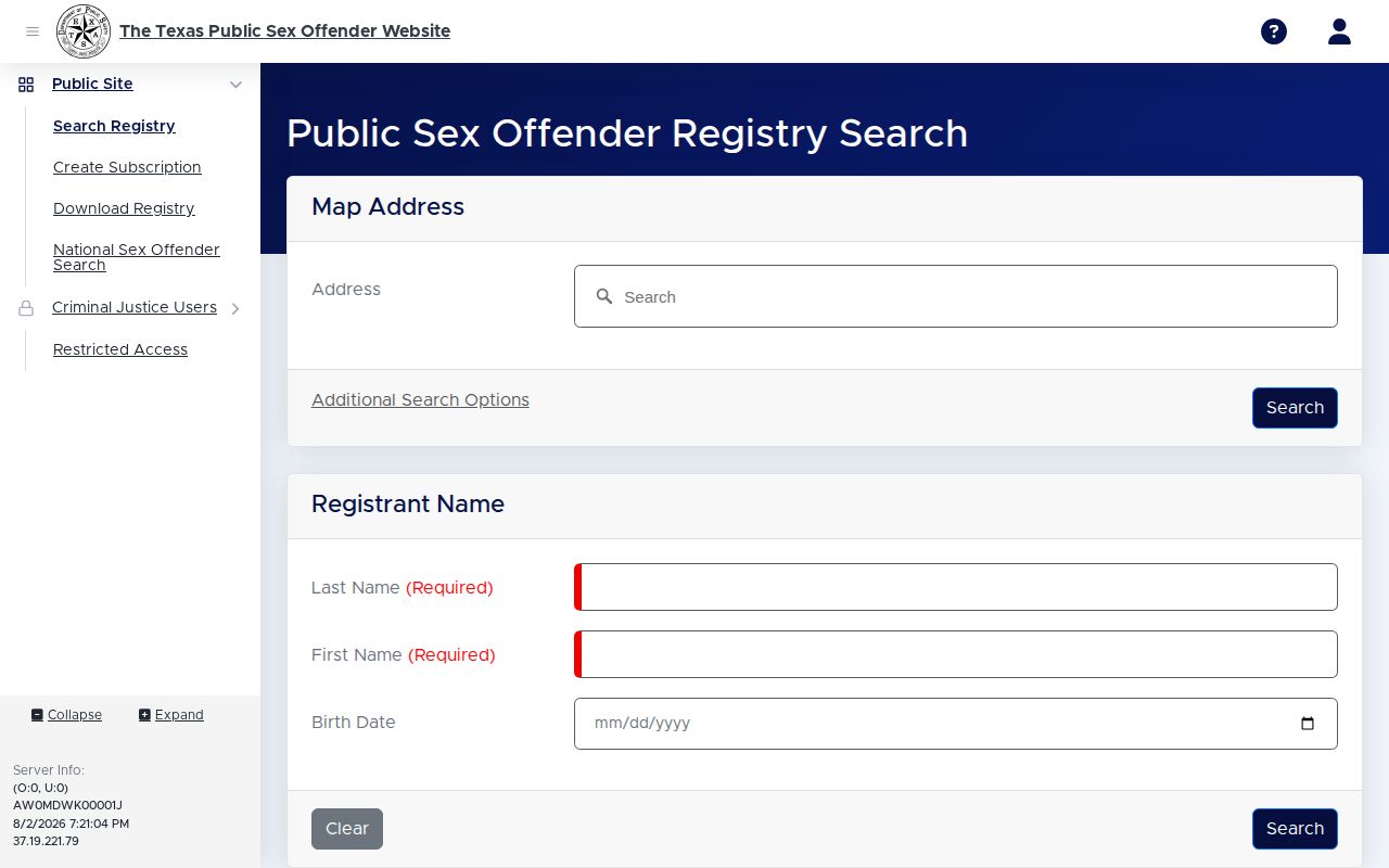 Denton County released registrant official search